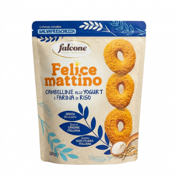 Печенье Falcone Felice Mattino Ciambelline allo Yogurt e Farina di Riso, 500 г