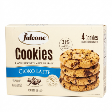 Печенье Falcone Cookies Cioko Latte с кусочками молочного шоколада, 200 г
